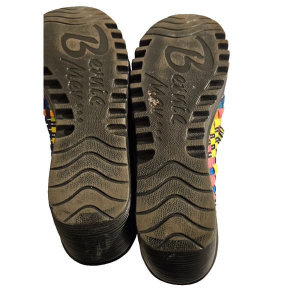 EUC Bernie Mev Multi colored and sparkles Sz 40 (US 10) Peep toe mary jane wedge - Picture 5 of 5